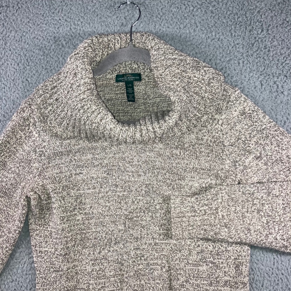 Lauren Jeans Co Ralph Lauren Cowl Neck Sweater Women Large Chunky‎ Speckled Knit